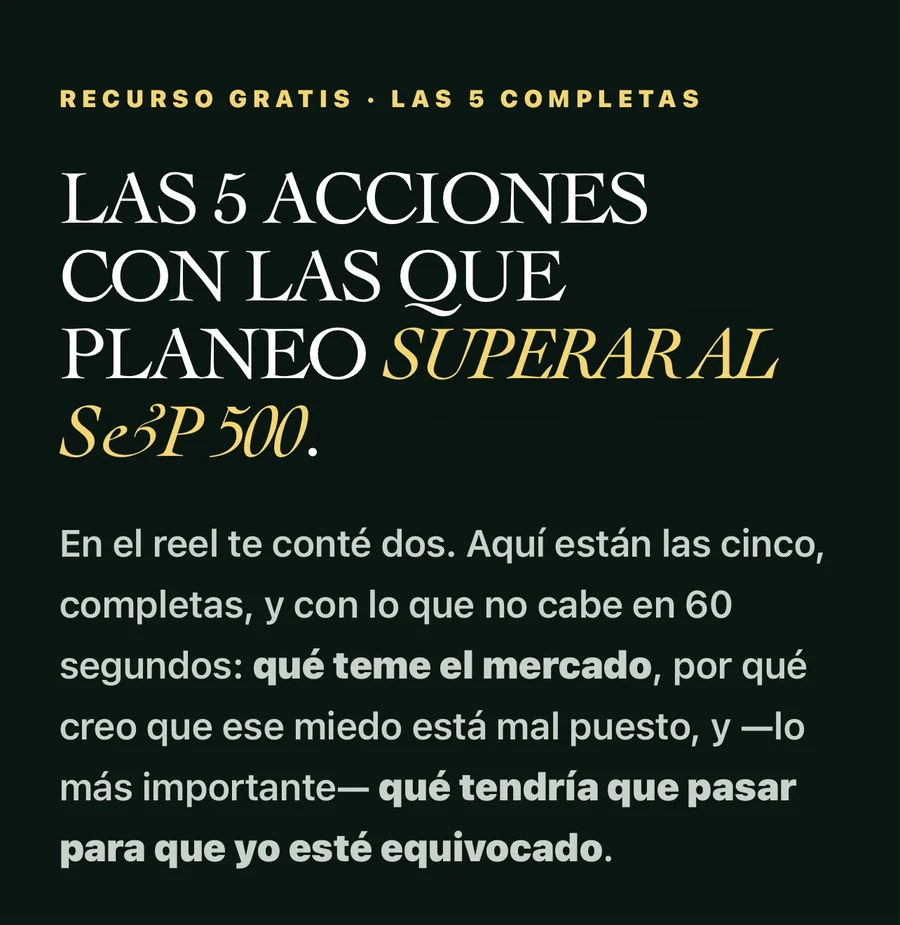 Portada: Las 5 acciones con las que planeo superar al S&P 500