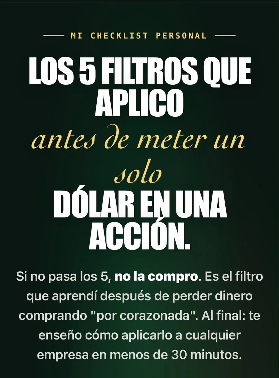 Portada: Los 5 filtros que aplico antes de comprar una acción